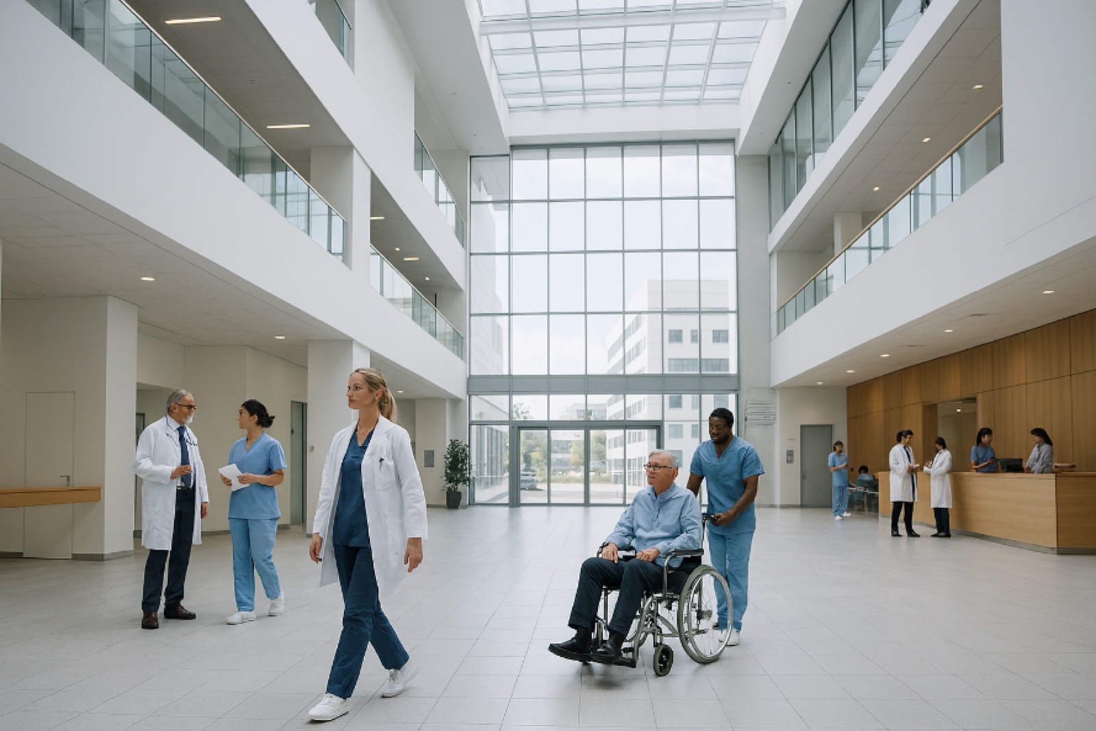Eingangshalle eines modernen Schweizer Spitals
